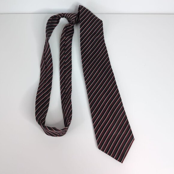 Balmain Paris Vintage 90s Silk Bloke Blokecore Striped Tie - Picture 4 of 5